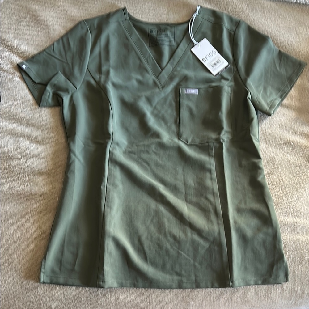 Figs Moss Catarina Slim Scrub Top